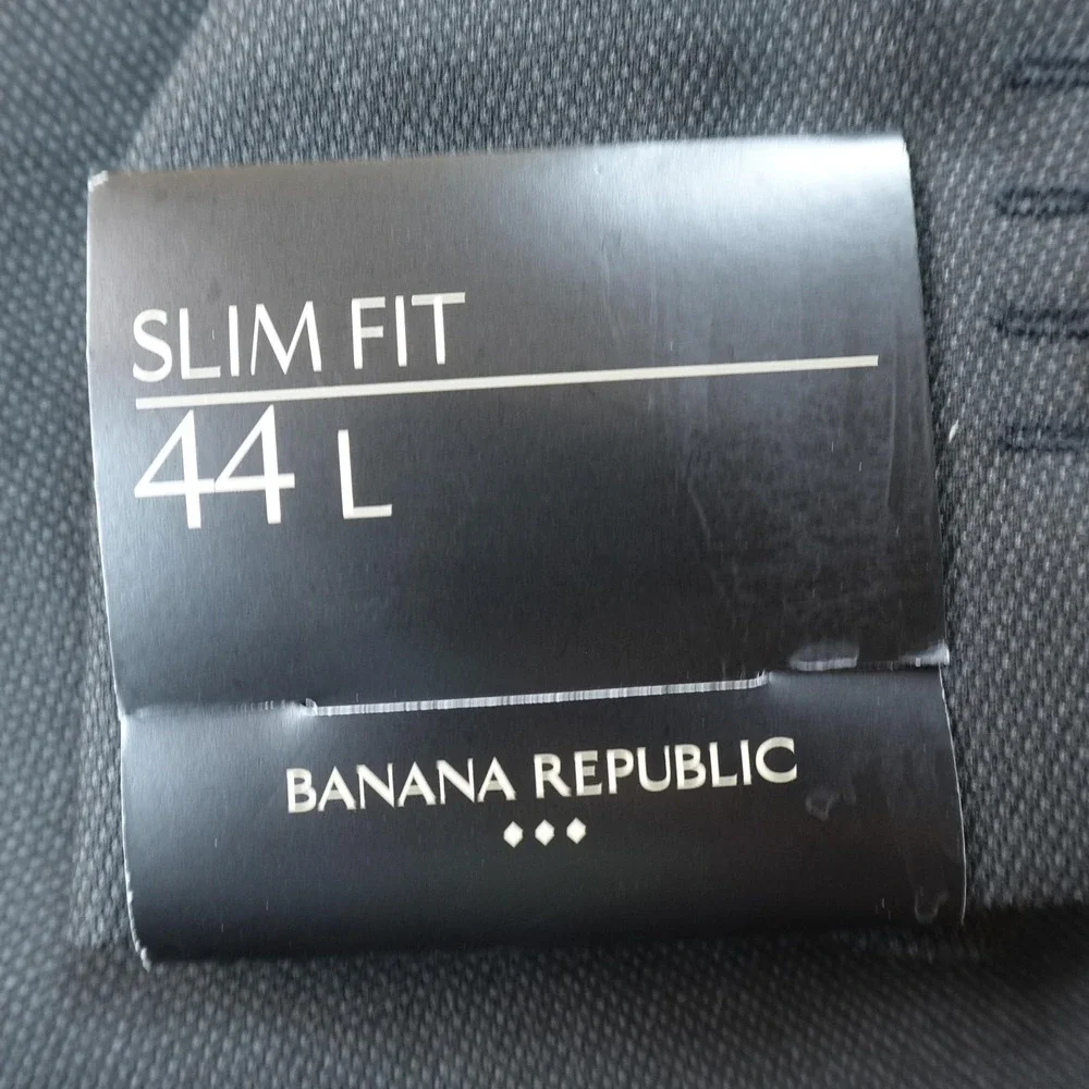 NEW Banana Republic Blazer Mens 44L Gray Black Slim Fit Sport Coat Suit Jacket